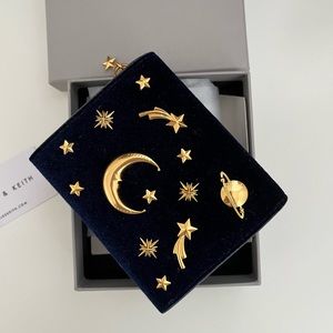 CHARLES & KEITH navy Velvet Embellished Card Holder